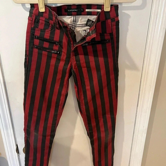 Hot Topic Women’s Red and Black Striped Pants - Picture 5 of 7